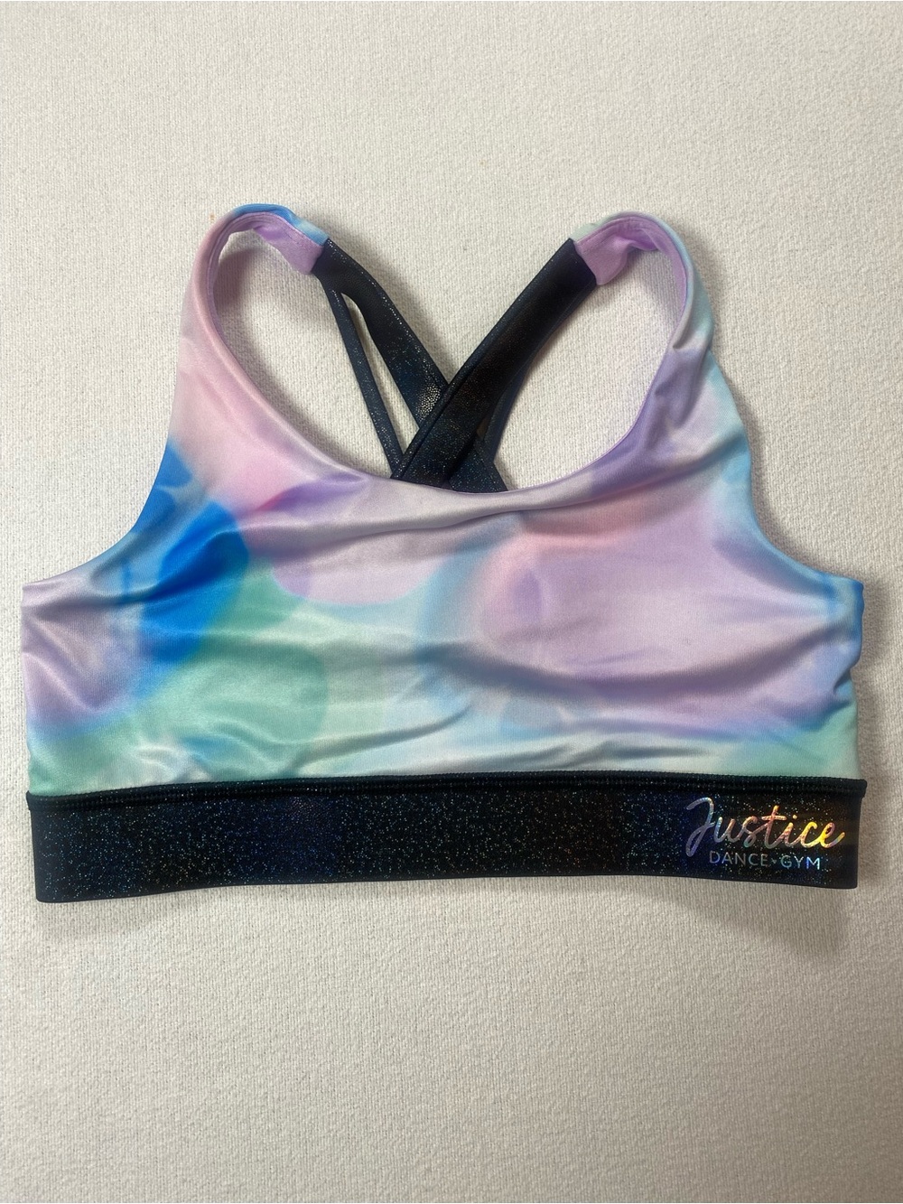 Justice Dance Gym Tie-Dye Glitter Sports Bra size Large